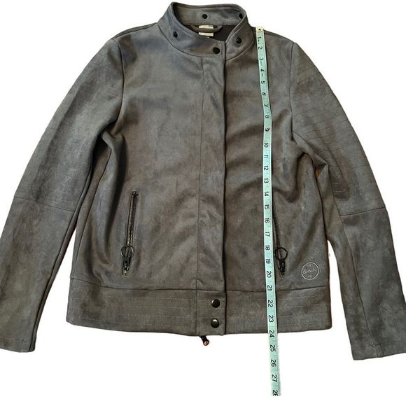 Bench jacket Alcantara Zip Up Biker Gray Size Medium - Picture 2 of 10